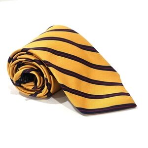 Brooks‎ Brothers Country Club Silk/Cotton Tie Wide Gold Red/Blue Stripes 59x4.75